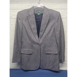 LAUREN RALPH LAUREN Womens SZ 8 Navy Tweed Heritage Blazer Vintage Shoulder Pads